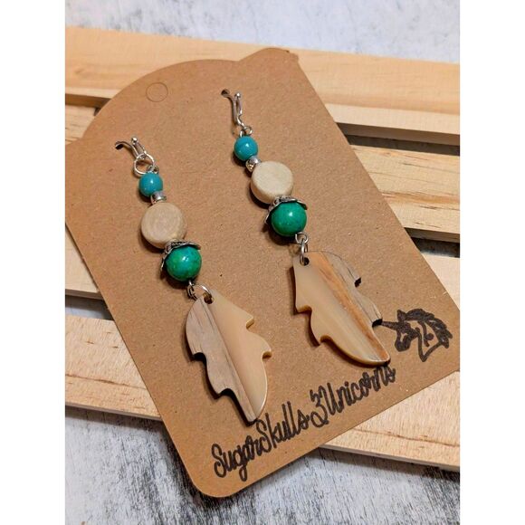 Boho Leaf Dangle Earrings - Picture 1 of 5